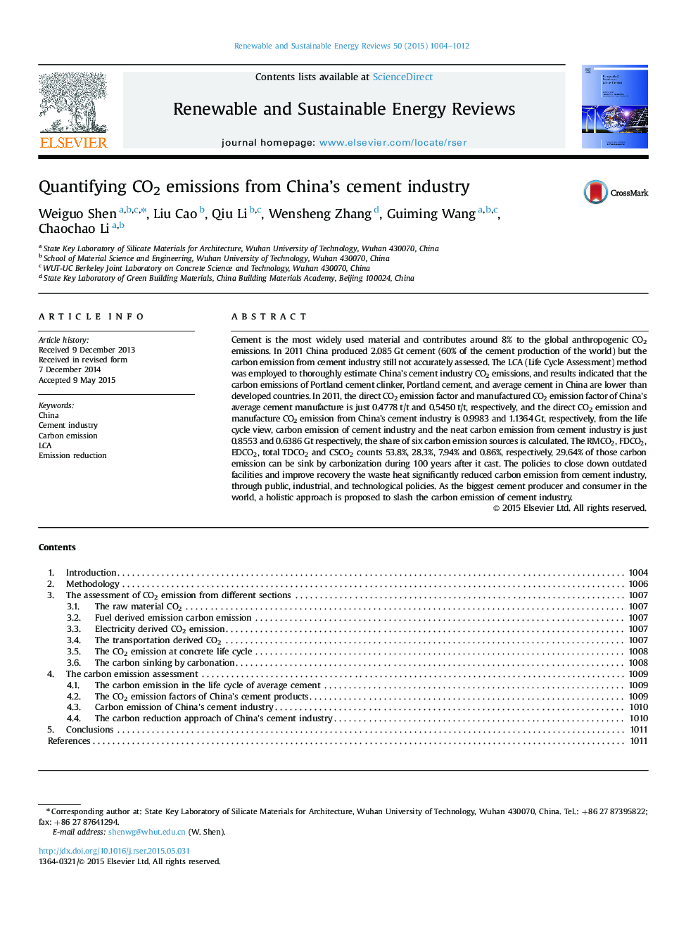Quantifying CO2 emissions from China's cement industry