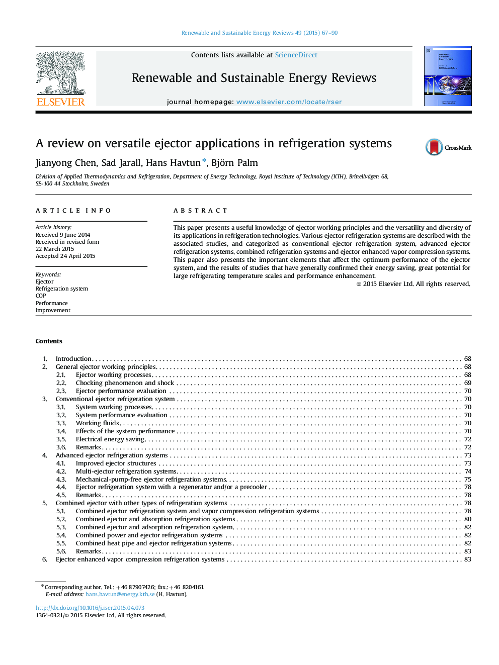 A review on versatile ejector applications in refrigeration systems