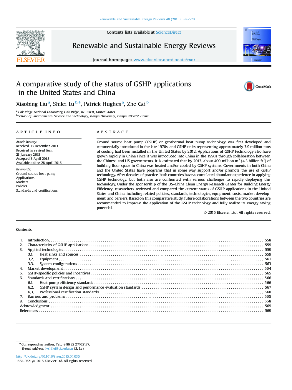 A comparative study of the status of GSHP applications in the United States and China