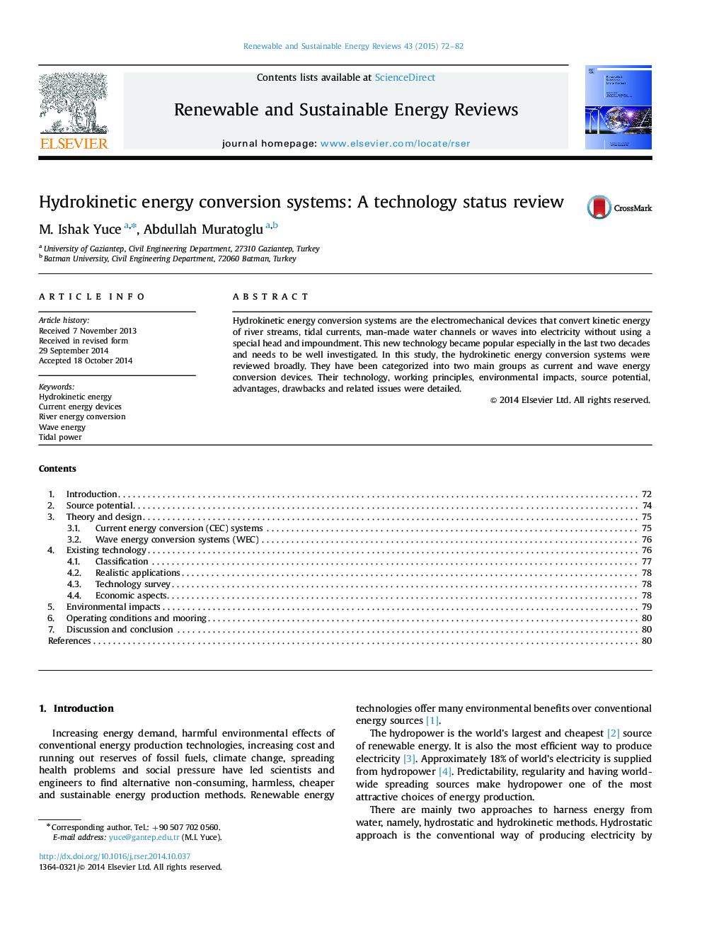 سیستم های تبدیل انرژی هیدروکینتیک: بررسی وضعیت فناوری 