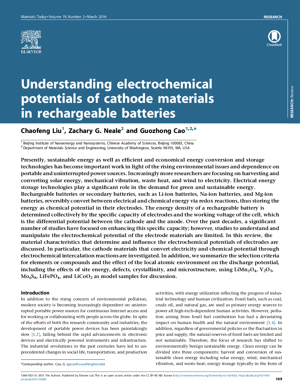 Understanding electrochemical potentials of cathode materials in rechargeable batteries