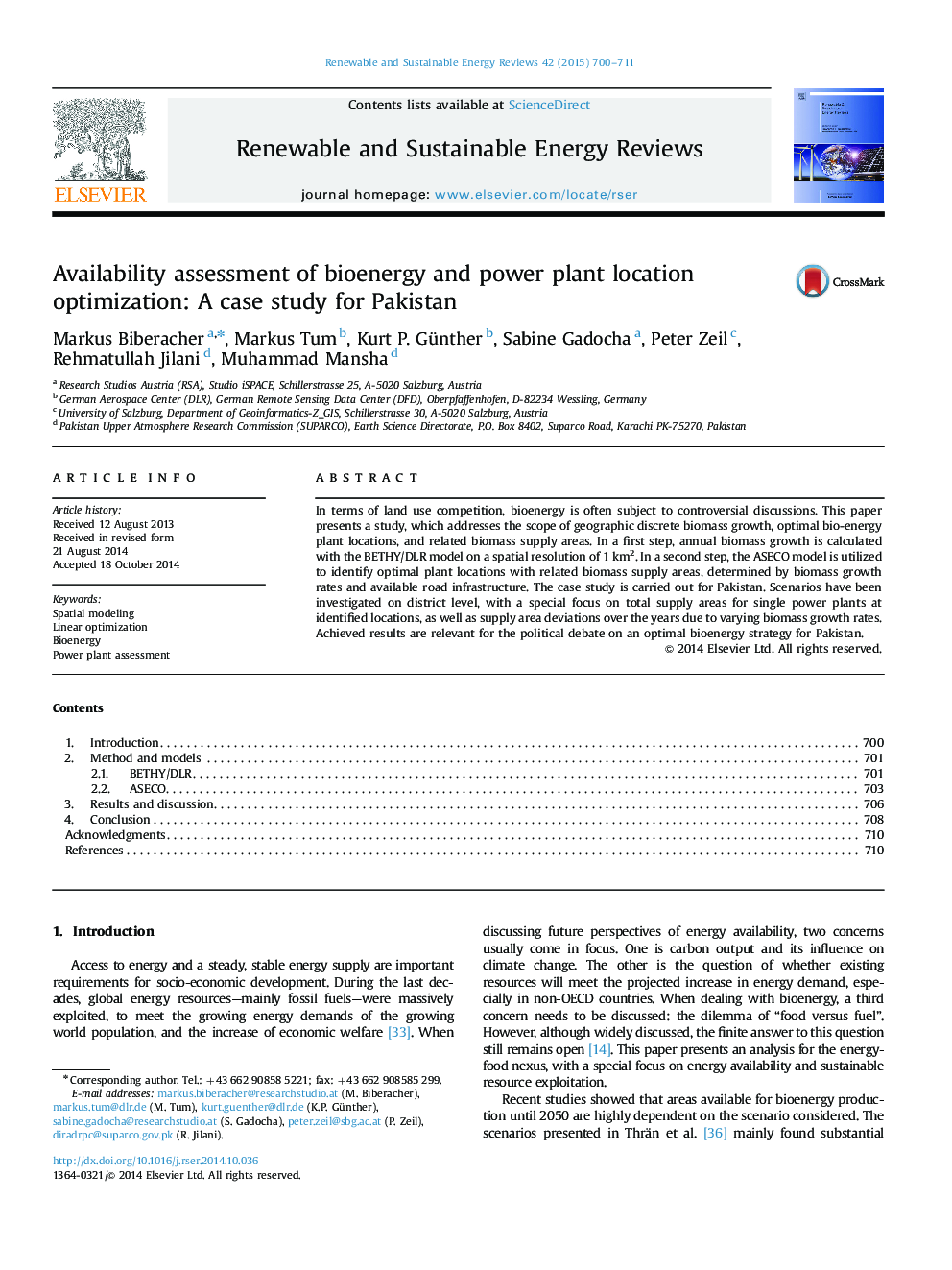 ارزیابی قابلیت بهینه سازی موقعیت زیست انرژی و نیروگاه: یک مطالعه مورد برای پاکستان 