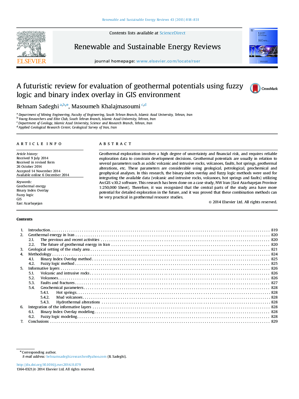 A futuristic review for evaluation of geothermal potentials using fuzzy logic and binary index overlay in GIS environment