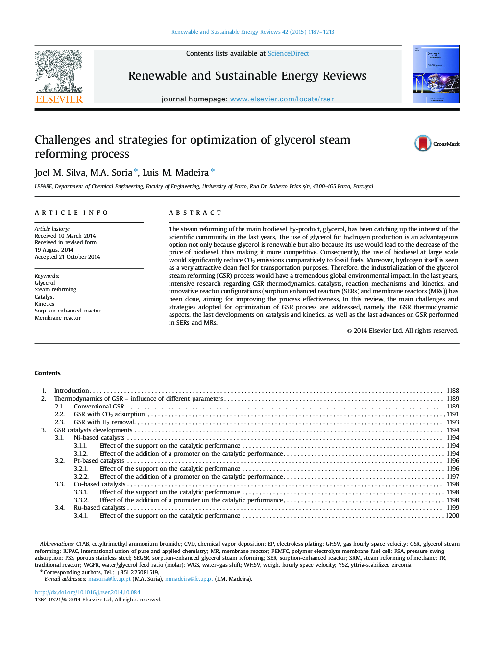 Challenges and strategies for optimization of glycerol steam reforming process
