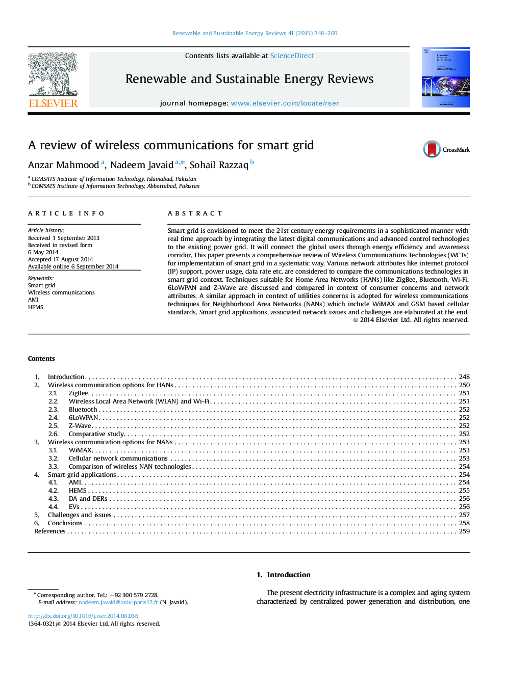 A review of wireless communications for smart grid