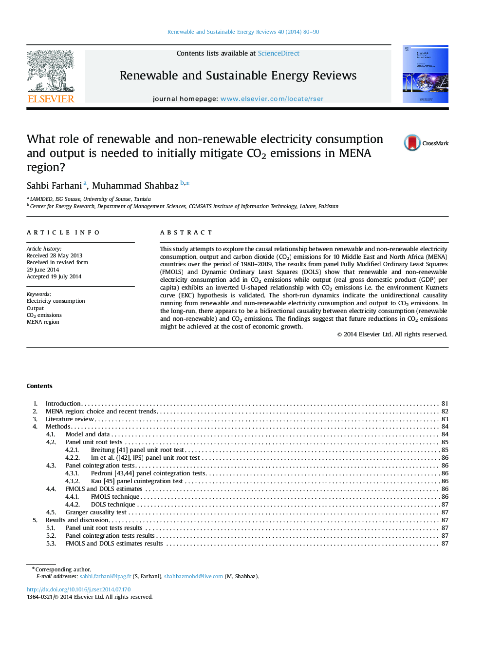 What role of renewable and non-renewable electricity consumption and output is needed to initially mitigate CO2 emissions in MENA region?