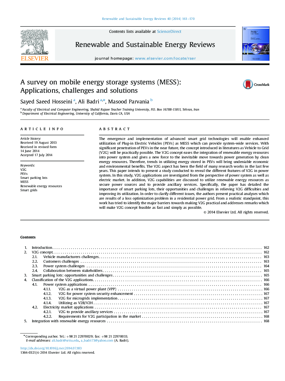 A survey on mobile energy storage systems (MESS): Applications, challenges and solutions