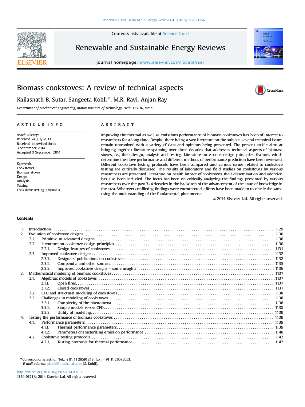 Biomass cookstoves: A review of technical aspects