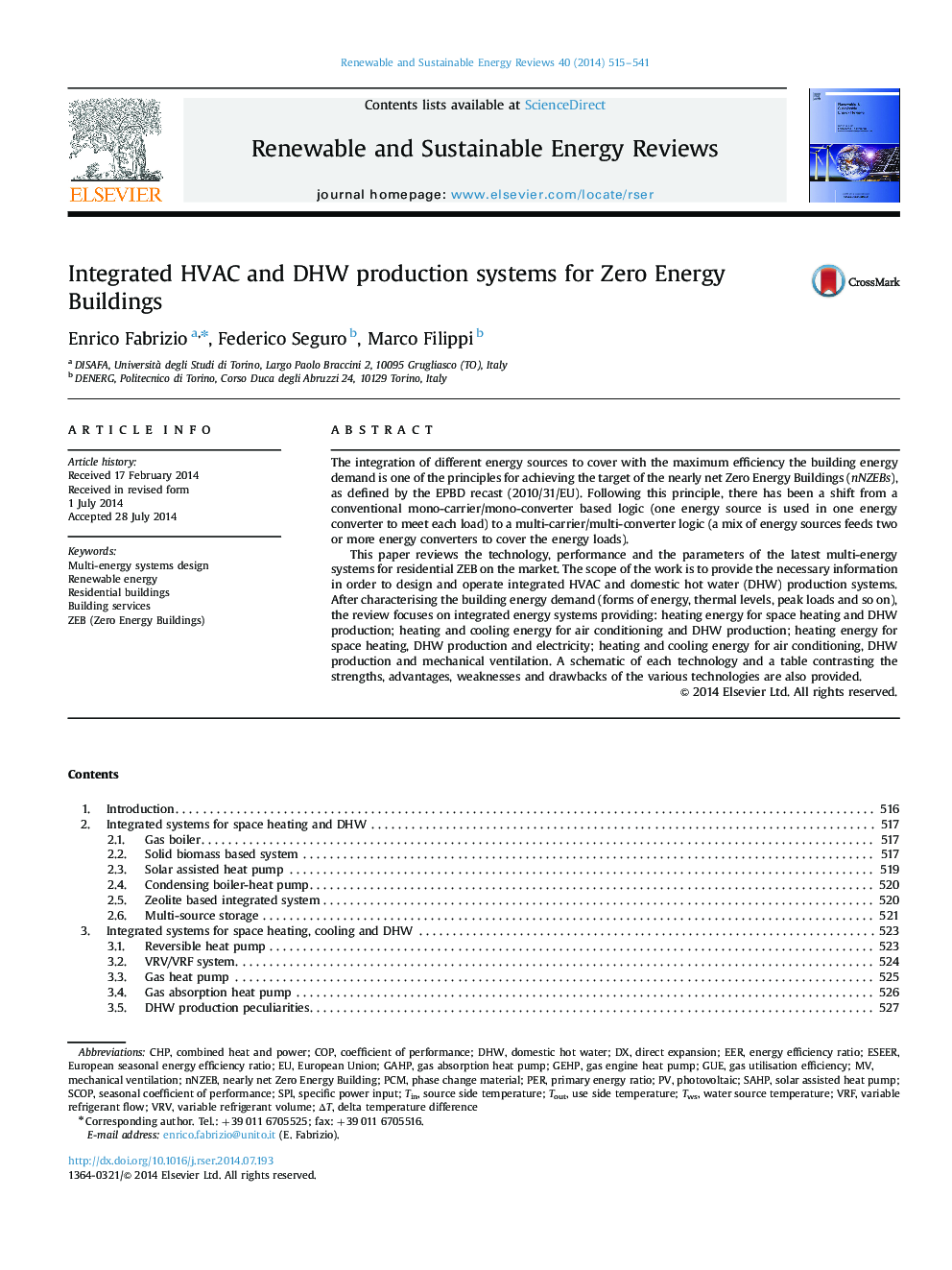 Integrated HVAC and DHW production systems for Zero Energy Buildings