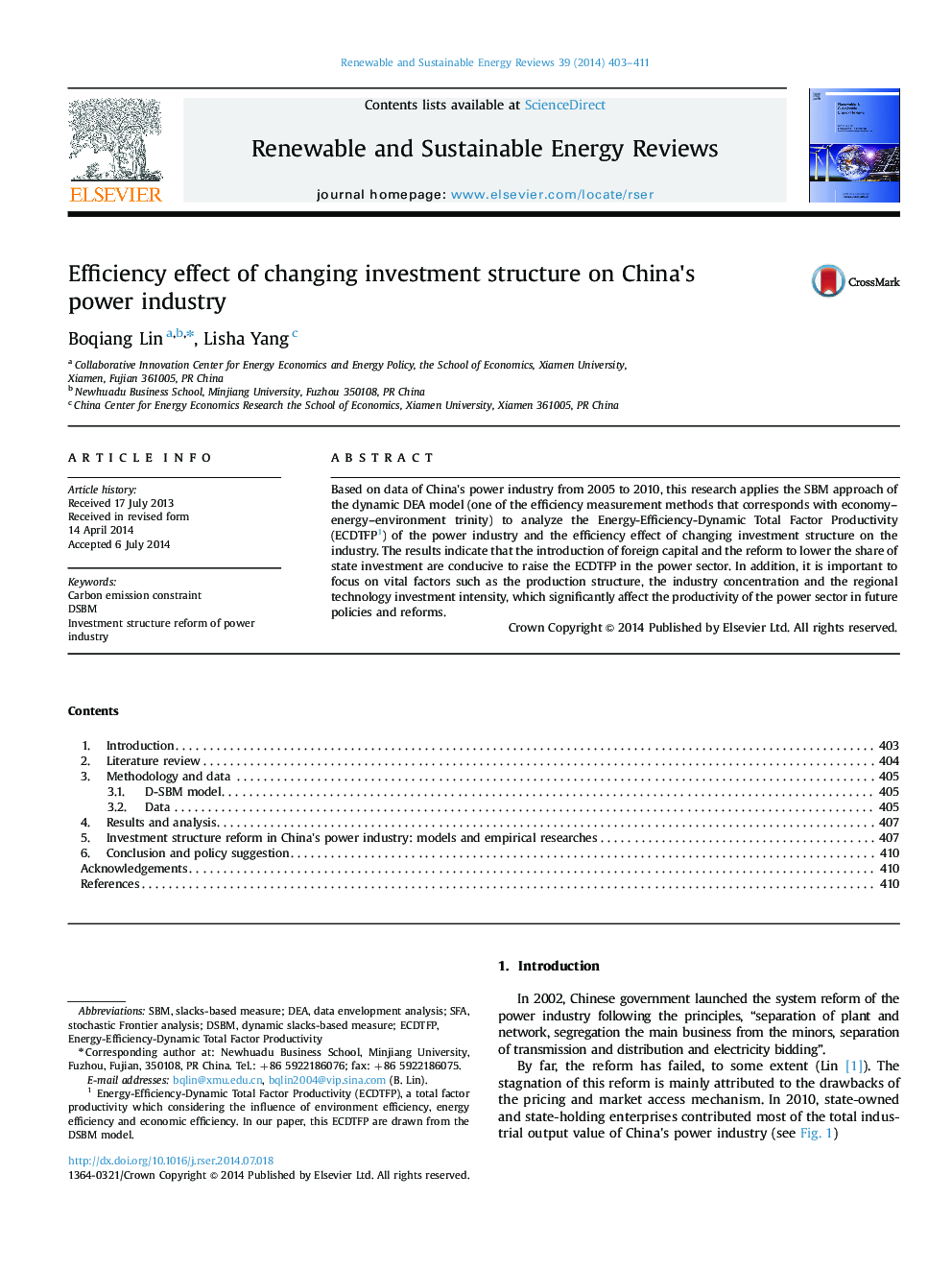 Efficiency effect of changing investment structure on China×³s power industry