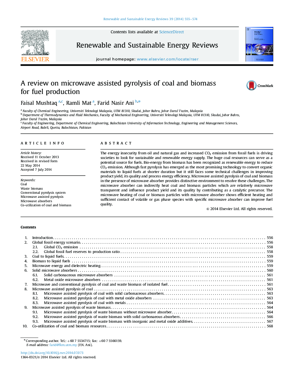 A review on microwave assisted pyrolysis of coal and biomass for fuel production