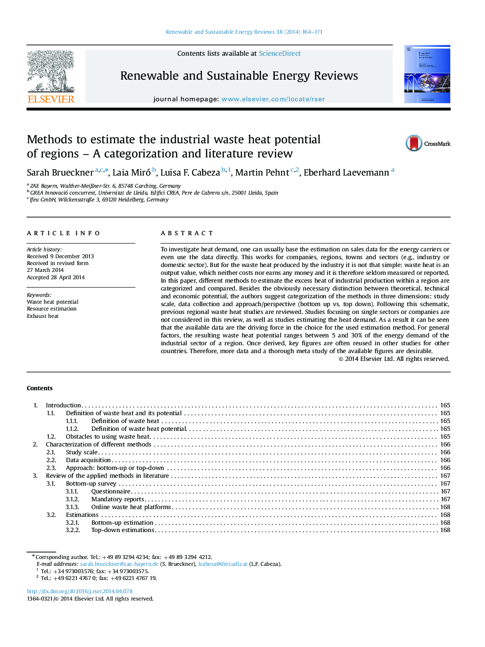 Methods to estimate the industrial waste heat potential of regions - A categorization and literature review