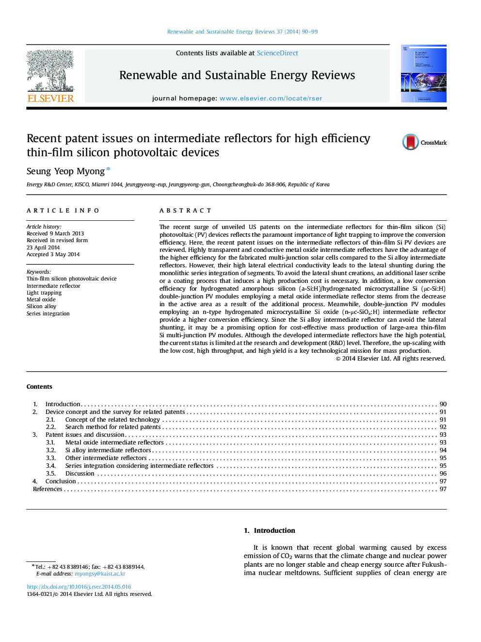 Recent patent issues on intermediate reflectors for high efficiency thin-film silicon photovoltaic devices