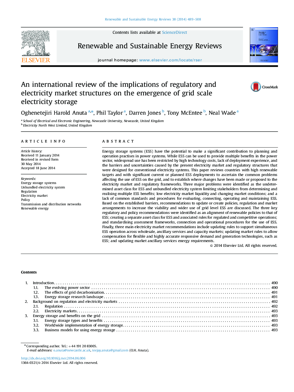 An international review of the implications of regulatory and electricity market structures on the emergence of grid scale electricity storage