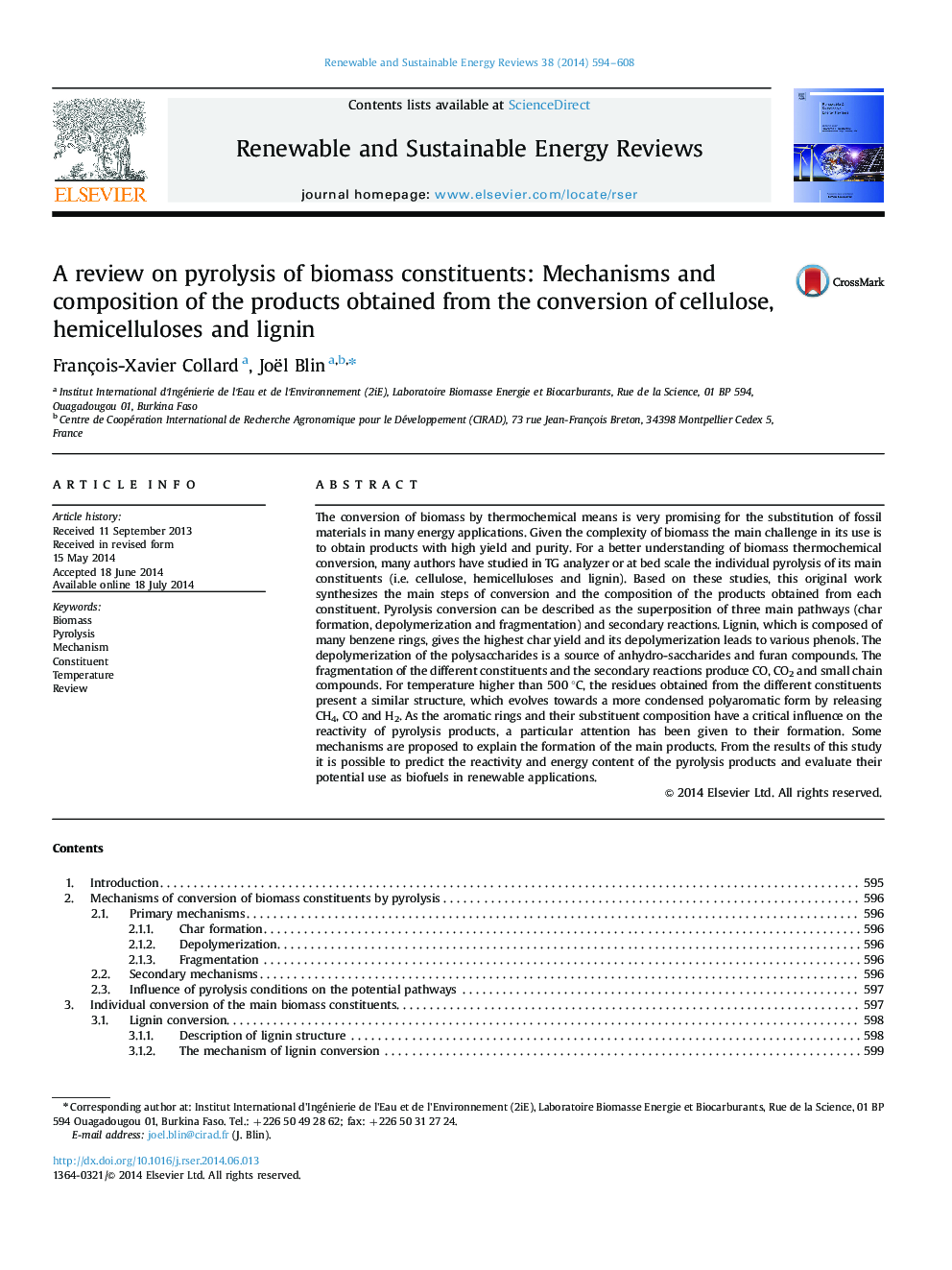 A review on pyrolysis of biomass constituents: Mechanisms and composition of the products obtained from the conversion of cellulose, hemicelluloses and lignin