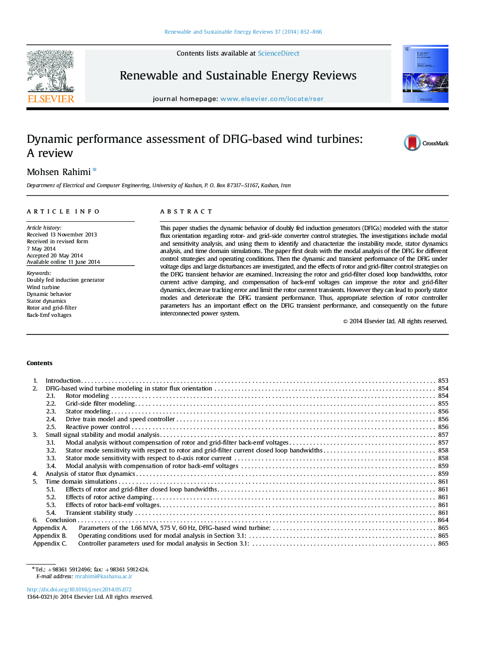 Dynamic performance assessment of DFIG-based wind turbines: A review