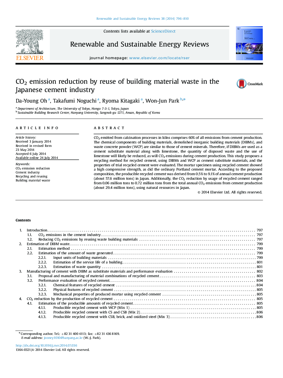 CO2 emission reduction by reuse of building material waste in the Japanese cement industry