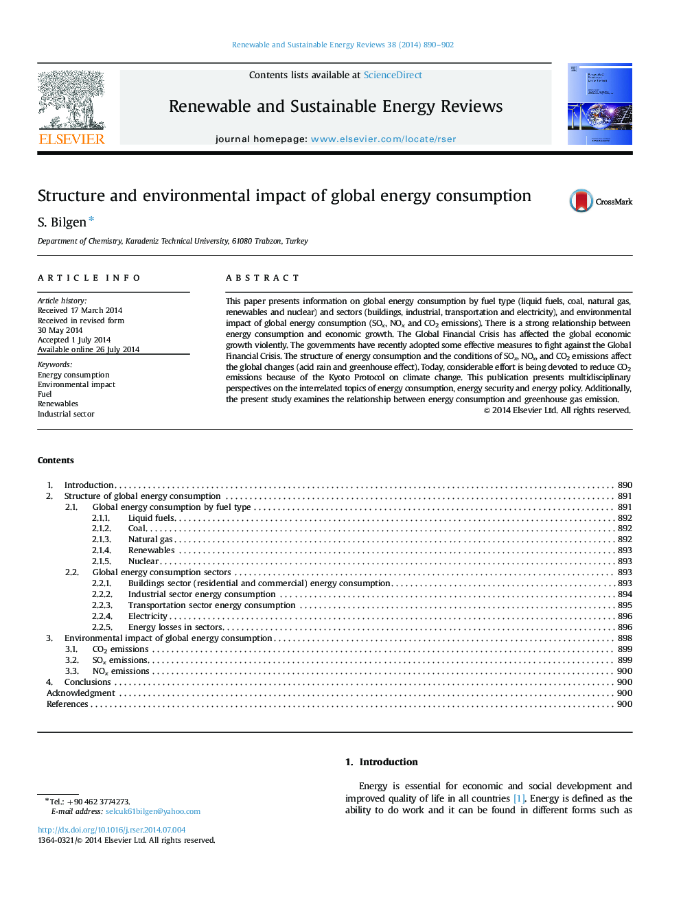 ساختار و اثرات زیست محیطی مصرف انرژی جهانی 