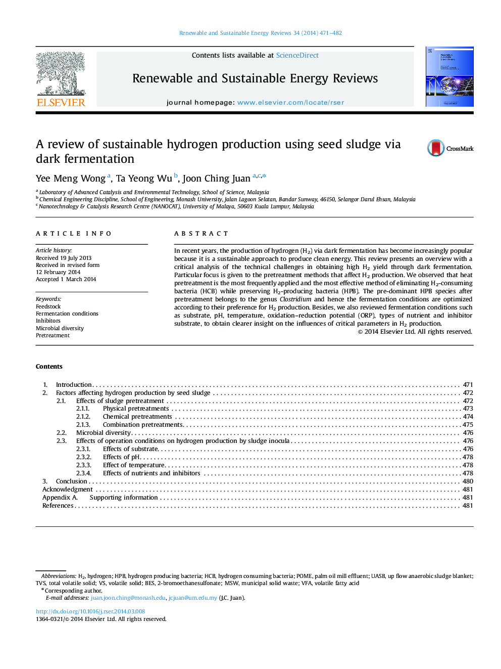A review of sustainable hydrogen production using seed sludge via dark fermentation