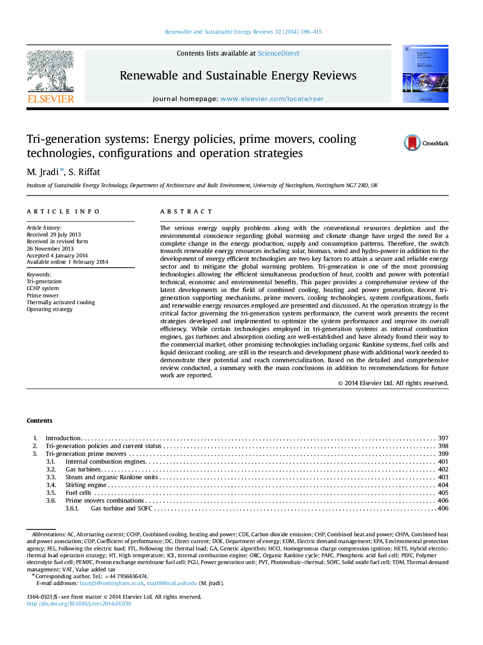 Tri-generation systems: Energy policies, prime movers, cooling technologies, configurations and operation strategies