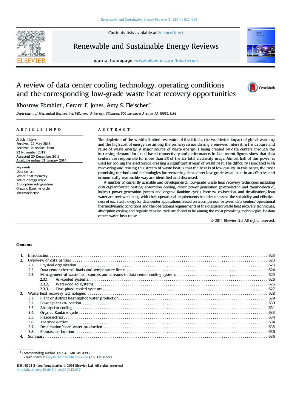 A review of data center cooling technology, operating conditions and the corresponding low-grade waste heat recovery opportunities