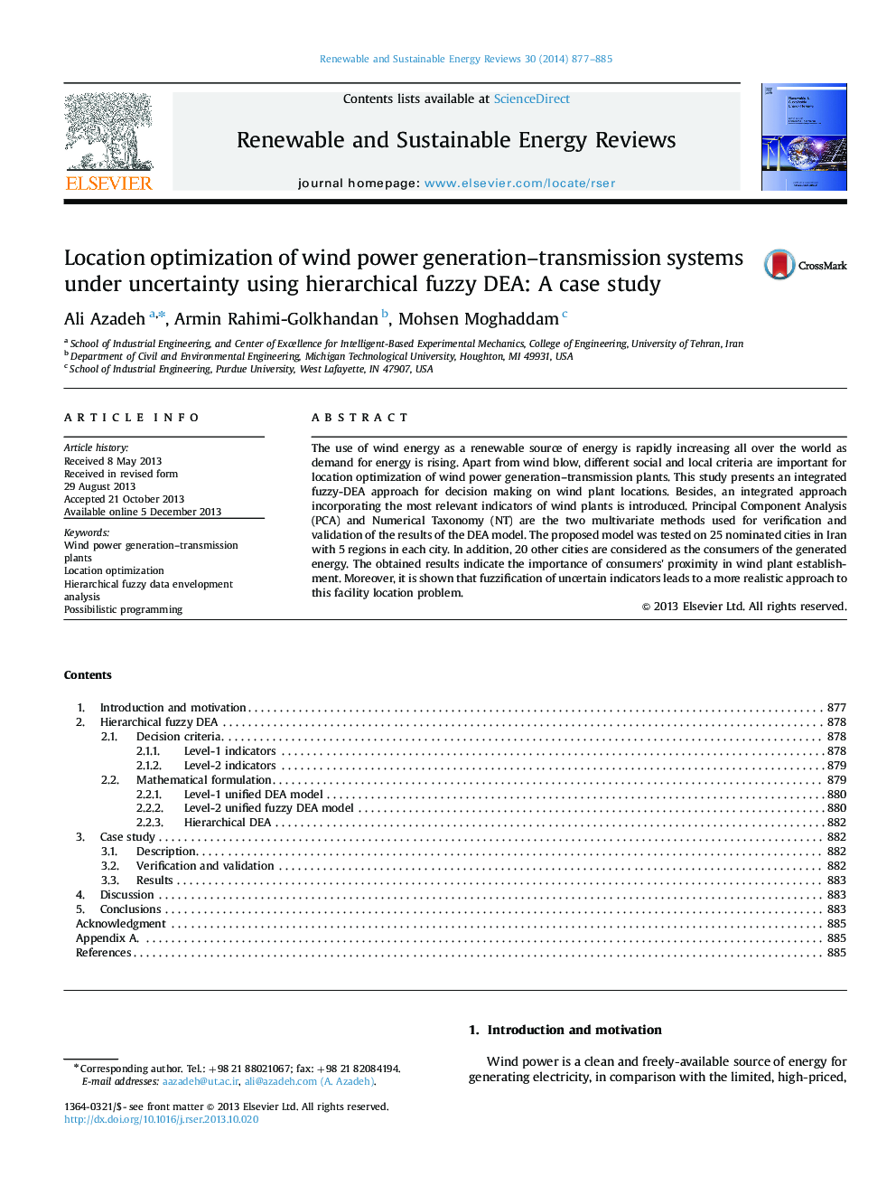 Location optimization of wind power generation-transmission systems under uncertainty using hierarchical fuzzy DEA: A case study