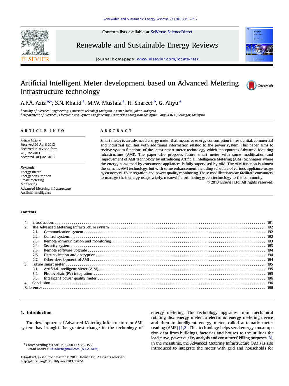 Artificial Intelligent Meter development based on Advanced Metering Infrastructure technology