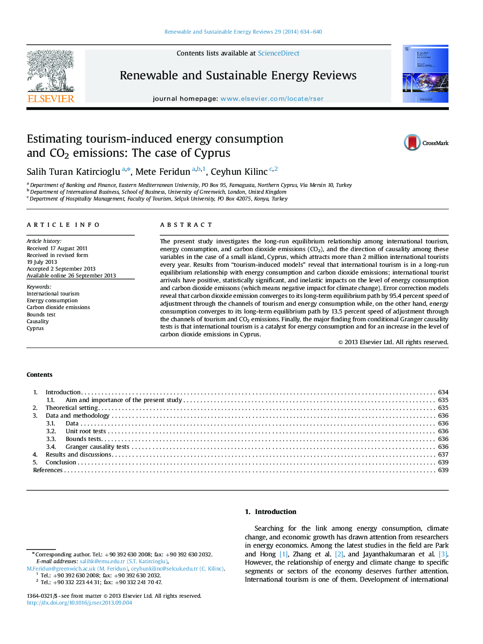 Estimating tourism-induced energy consumption and CO2 emissions: The case of Cyprus