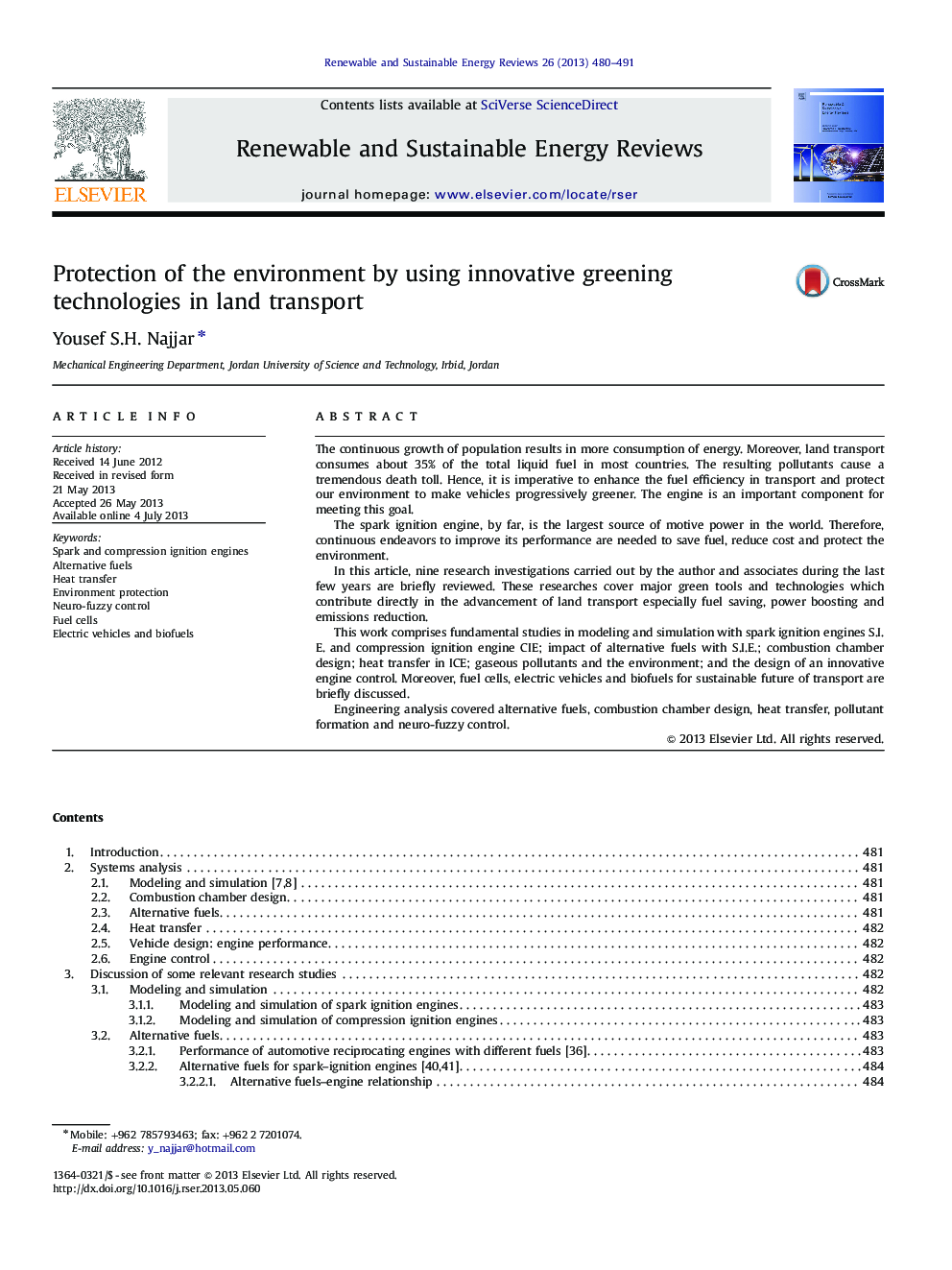 Protection of the environment by using innovative greening technologies in land transport