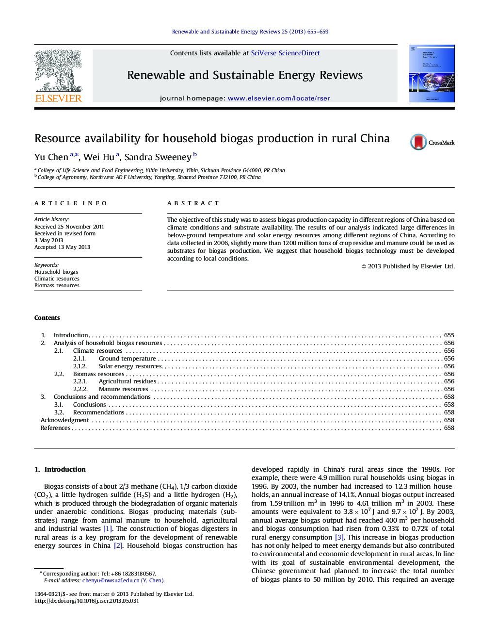 Resource availability for household biogas production in rural China