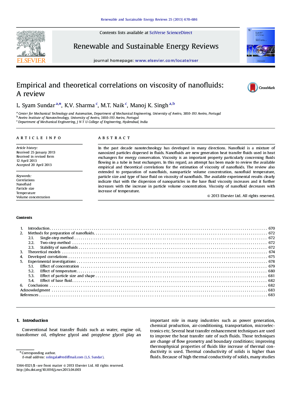 Empirical and theoretical correlations on viscosity of nanofluids: A review