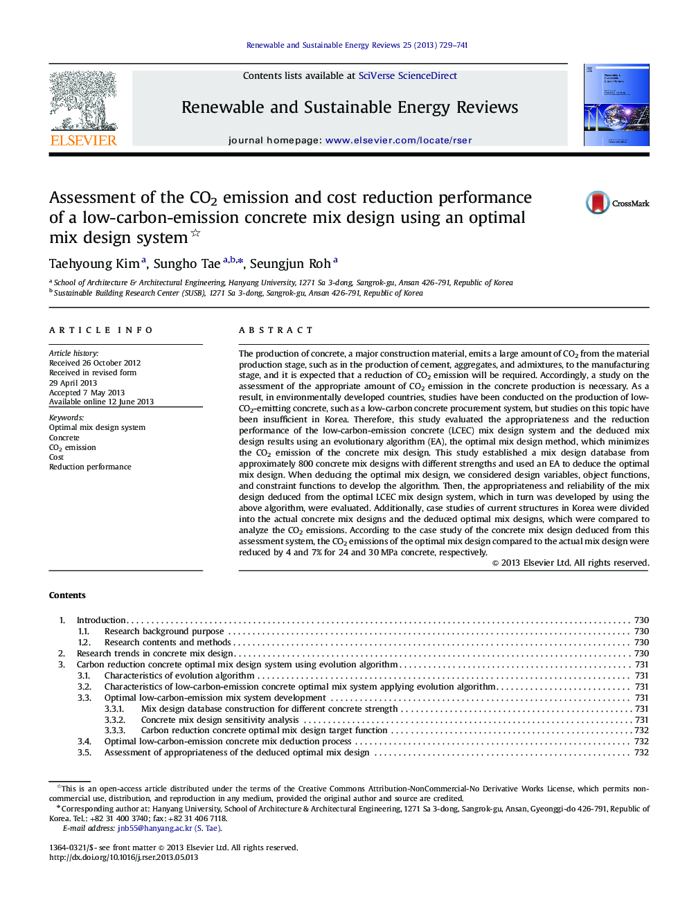 Assessment of the CO2 emission and cost reduction performance of a low-carbon-emission concrete mix design using an optimal mix design system