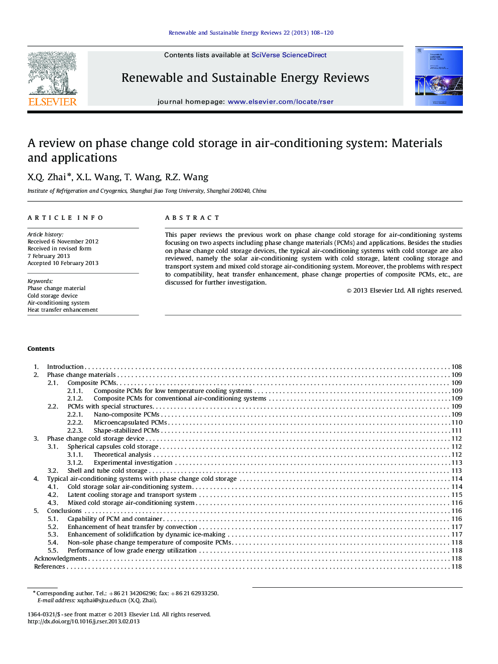 A review on phase change cold storage in air-conditioning system: Materials and applications