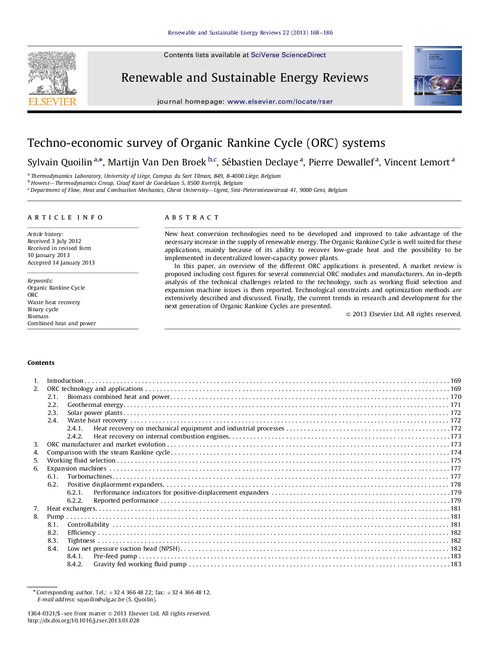 Techno-economic survey of Organic Rankine Cycle (ORC) systems