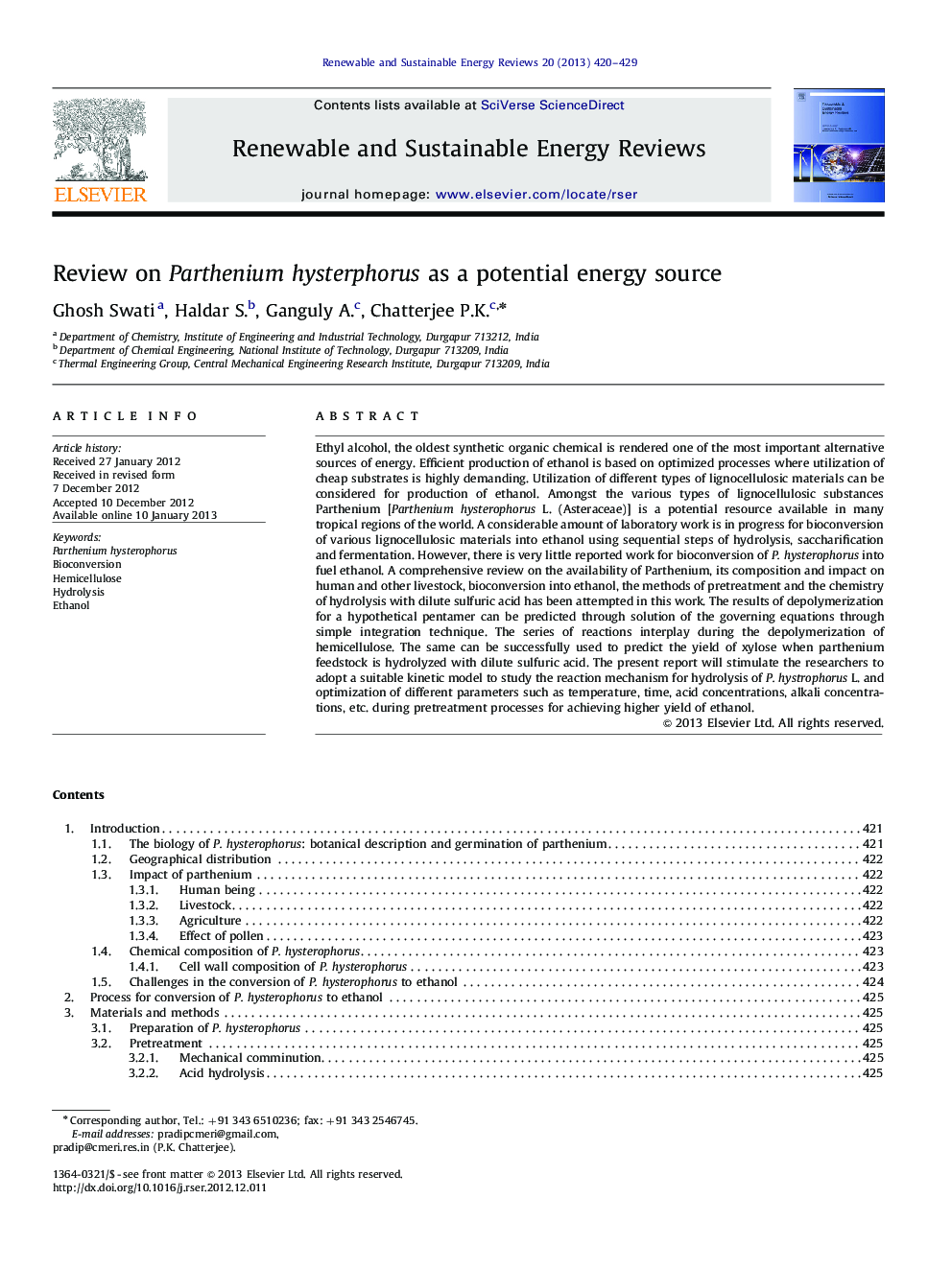 بررسی هیستفوروس پارتنیوم به عنوان یک منبع انرژی بالقوه 