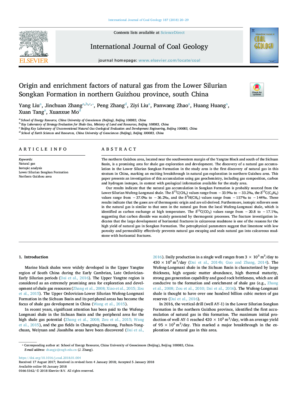 Origin and enrichment factors of natural gas from the Lower Silurian Songkan Formation in northern Guizhou province, south China