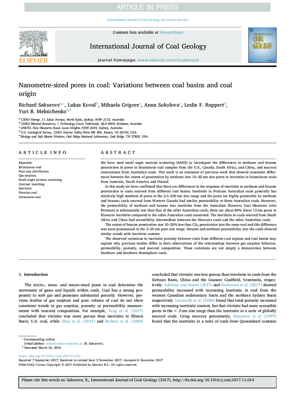 Nanometre-sized pores in coal: Variations between coal basins and coal origin