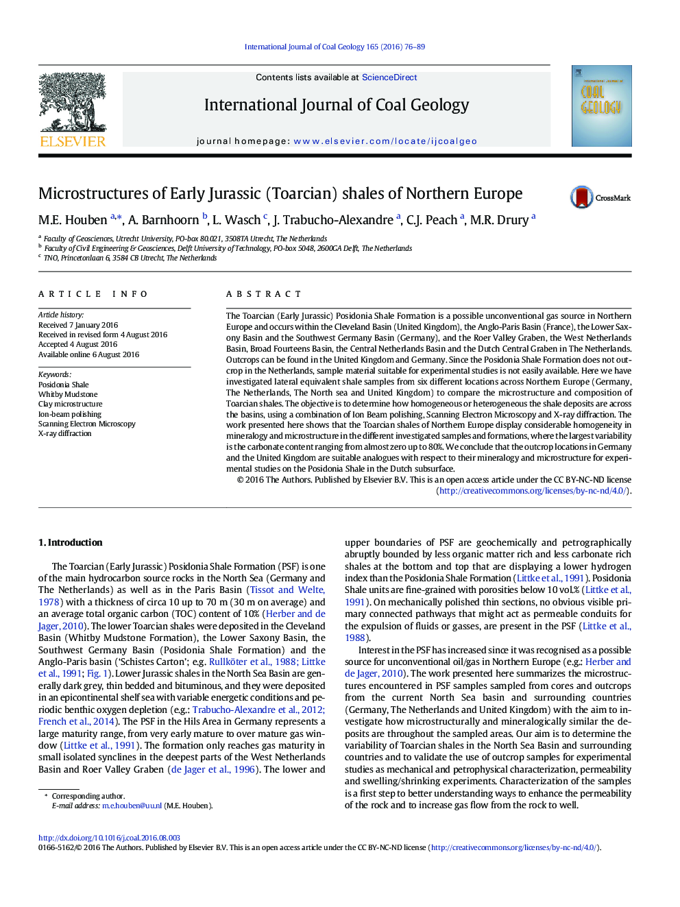 Microstructures of Early Jurassic (Toarcian) shales of Northern Europe