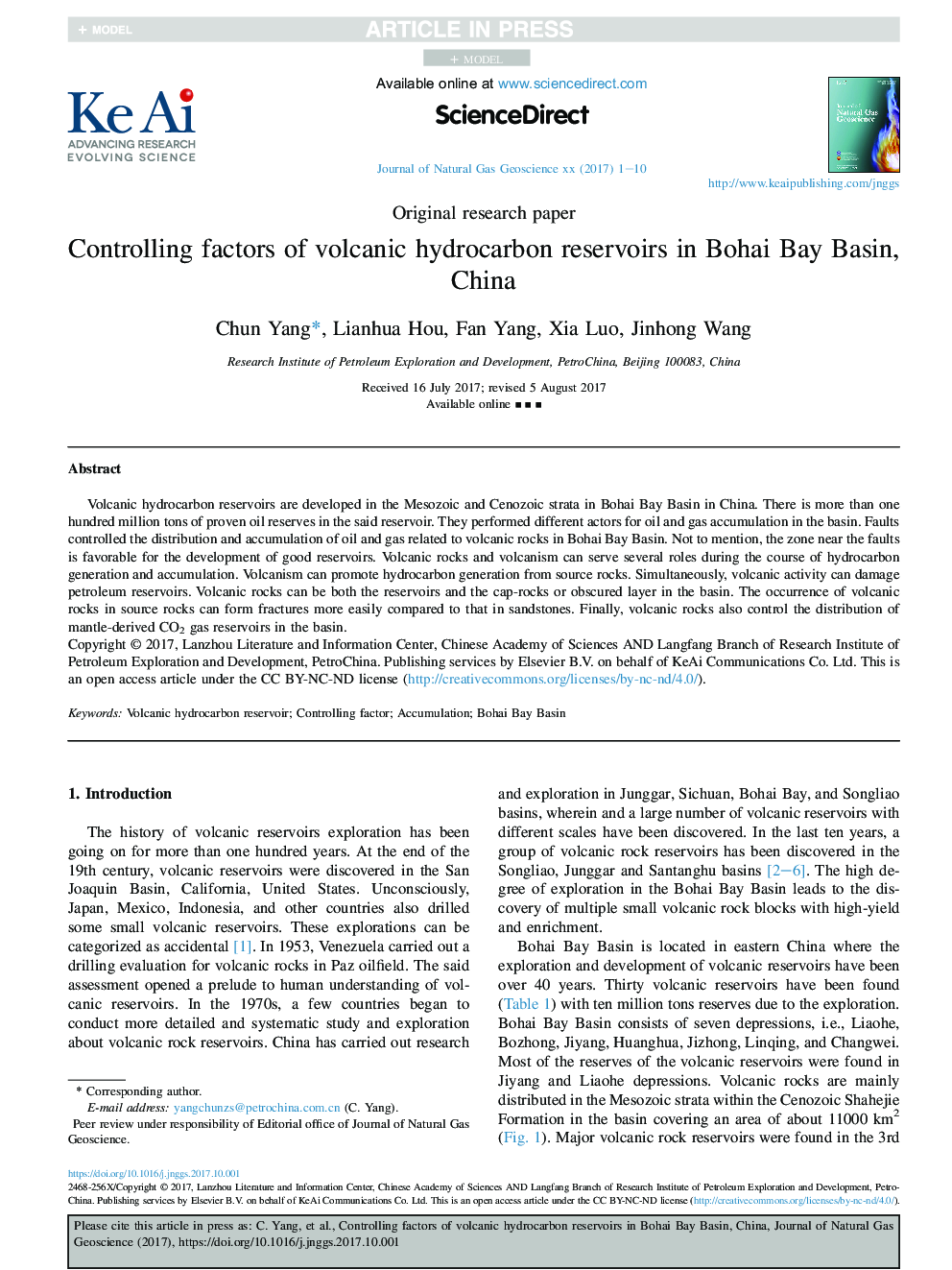 Controlling factors of volcanic hydrocarbon reservoirs in Bohai Bay Basin, China