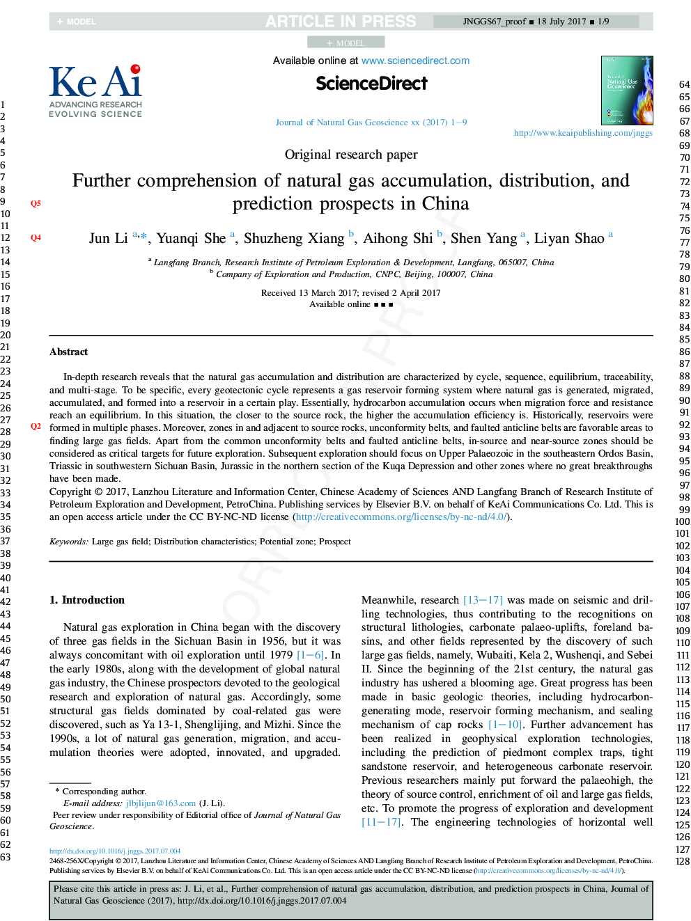 Further comprehension of natural gas accumulation, distribution, and prediction prospects in China