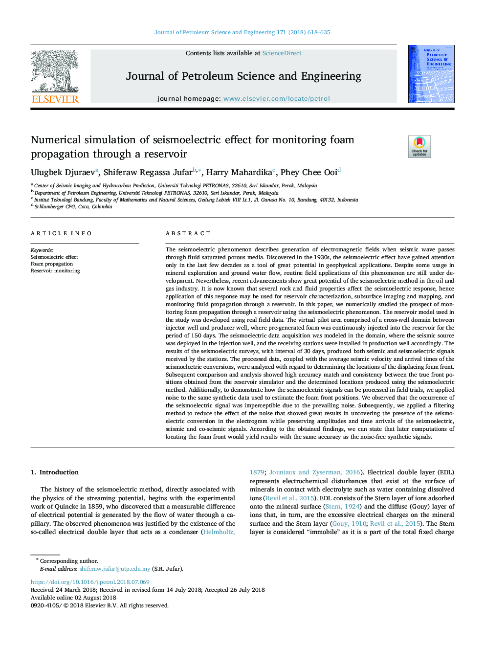 Numerical simulation of seismoelectric effect for monitoring foam propagation through a reservoir