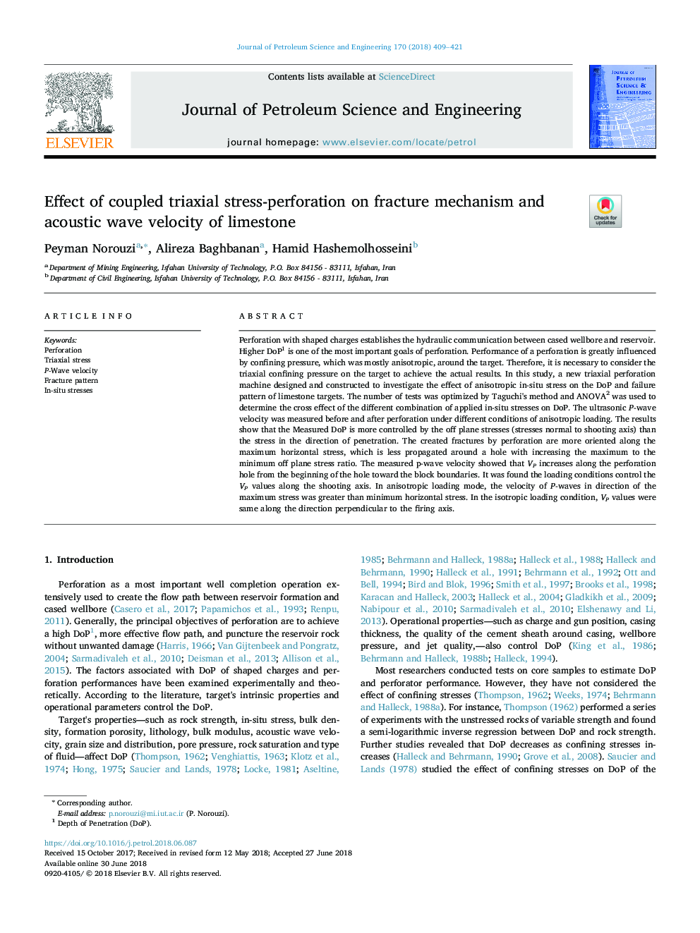 Effect of coupled triaxial stress-perforation on fracture mechanism and acoustic wave velocity of limestone