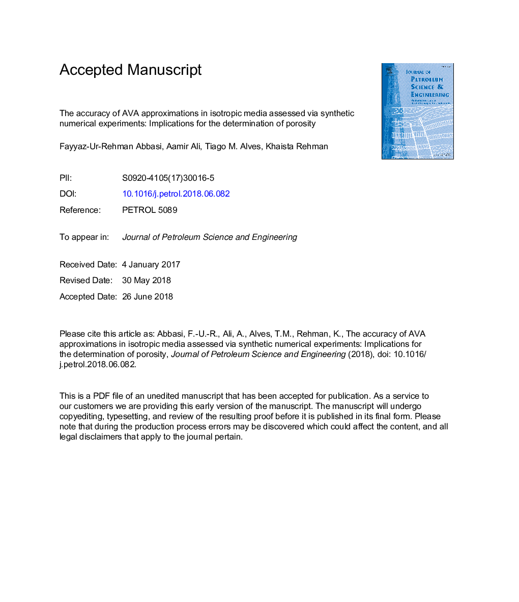 The accuracy of AVA approximations in isotropic media assessed via synthetic numerical experiments: Implications for the determination of porosity