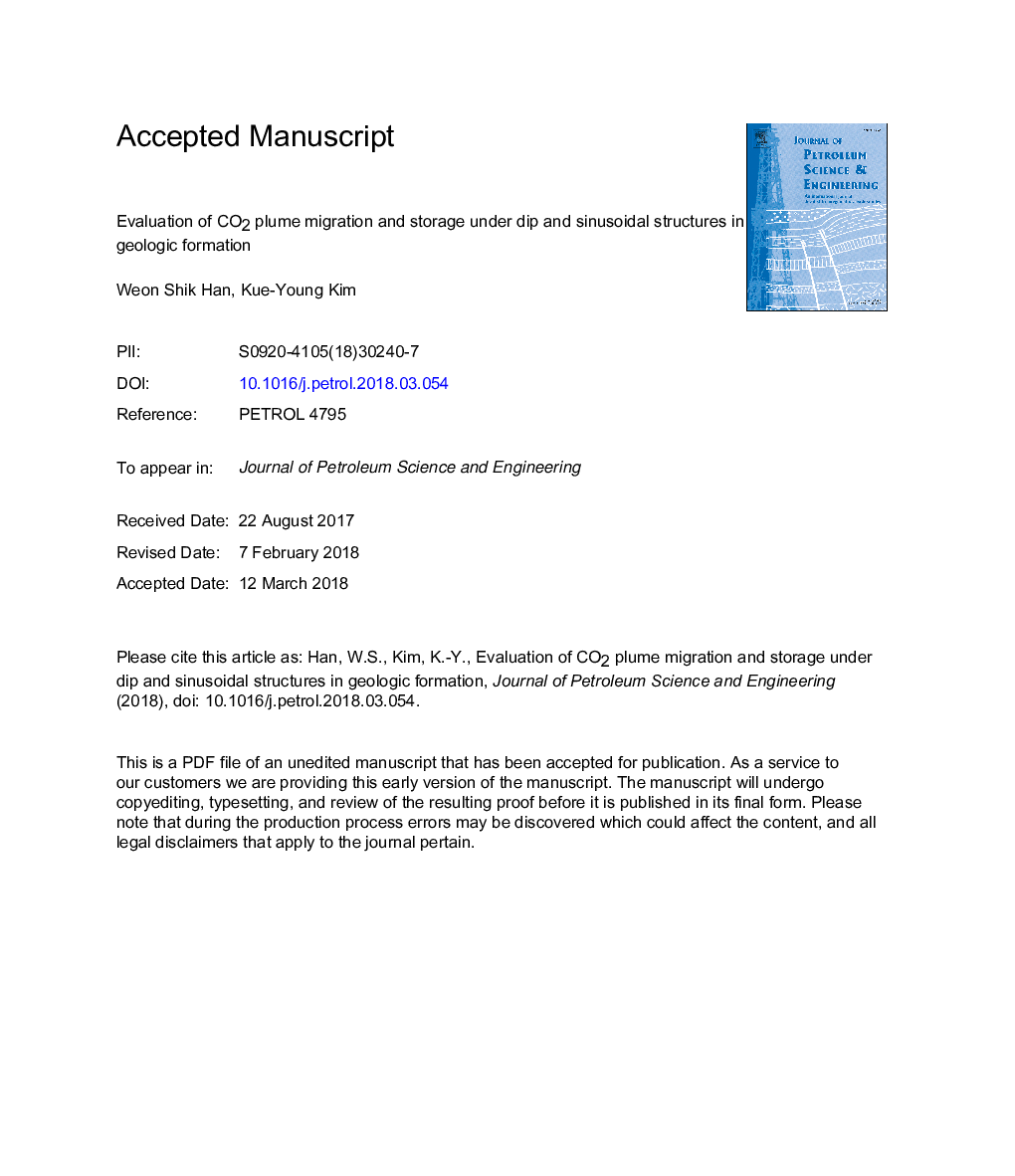 Evaluation of CO2 plume migration and storage under dip and sinusoidal structures in geologic formation