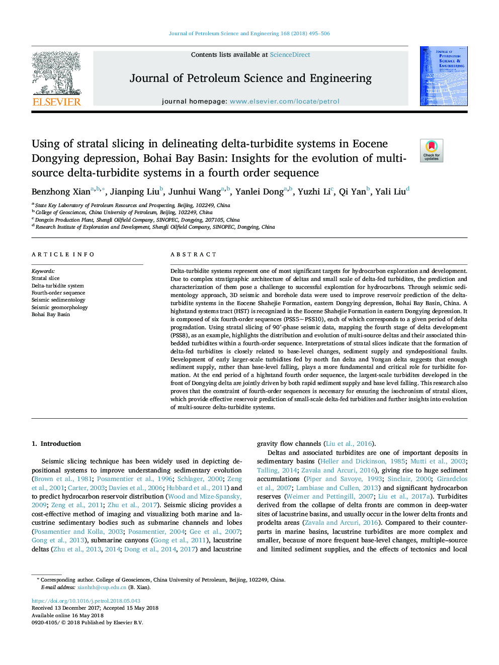 Using of stratal slicing in delineating delta-turbidite systems in Eocene Dongying depression, Bohai Bay Basin: Insights for the evolution of multi-source delta-turbidite systems in a fourth order sequence