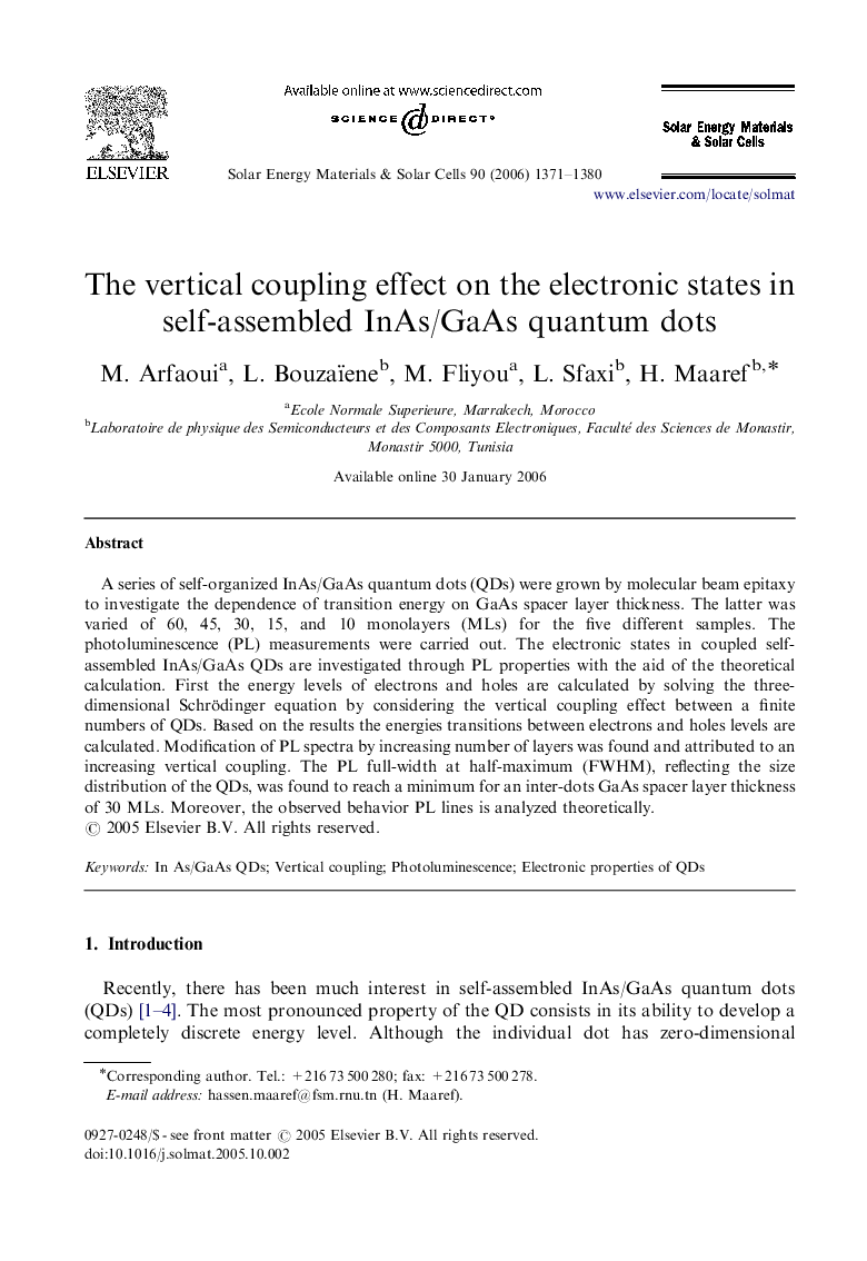 The vertical coupling effect on the electronic states in self-assembled InAs/GaAs quantum dots