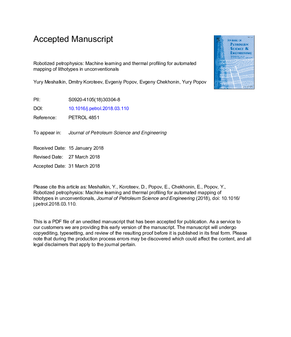 Robotized petrophysics: Machine learning and thermal profiling for automated mapping of lithotypes in unconventionals