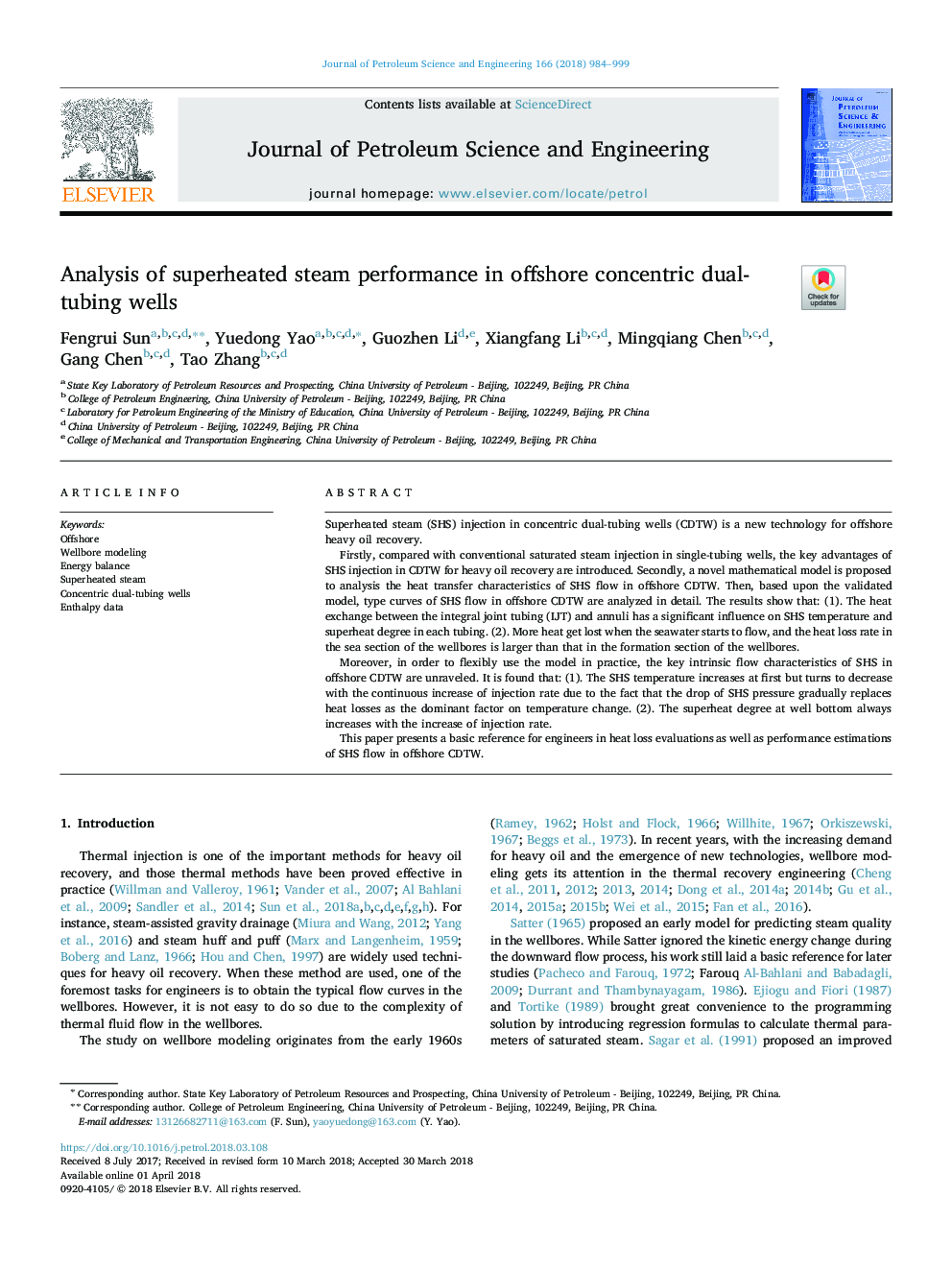 Analysis of superheated steam performance in offshore concentric dual-tubing wells