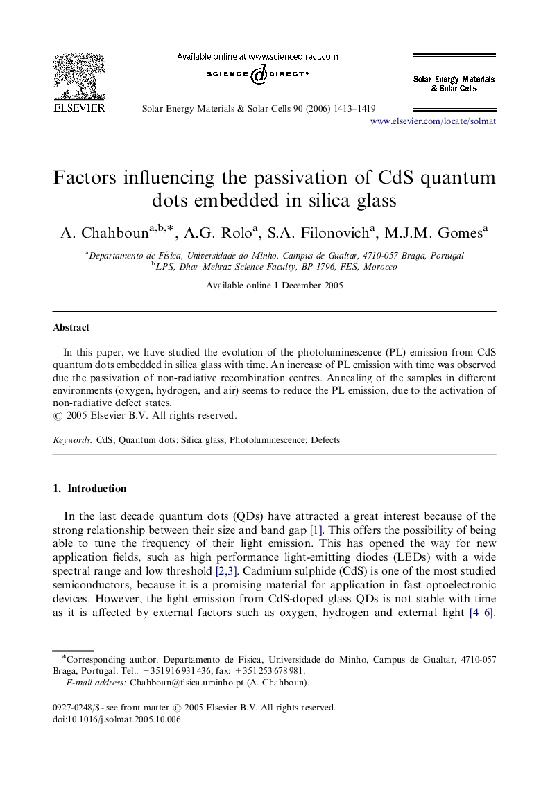 Factors influencing the passivation of CdS quantum dots embedded in silica glass