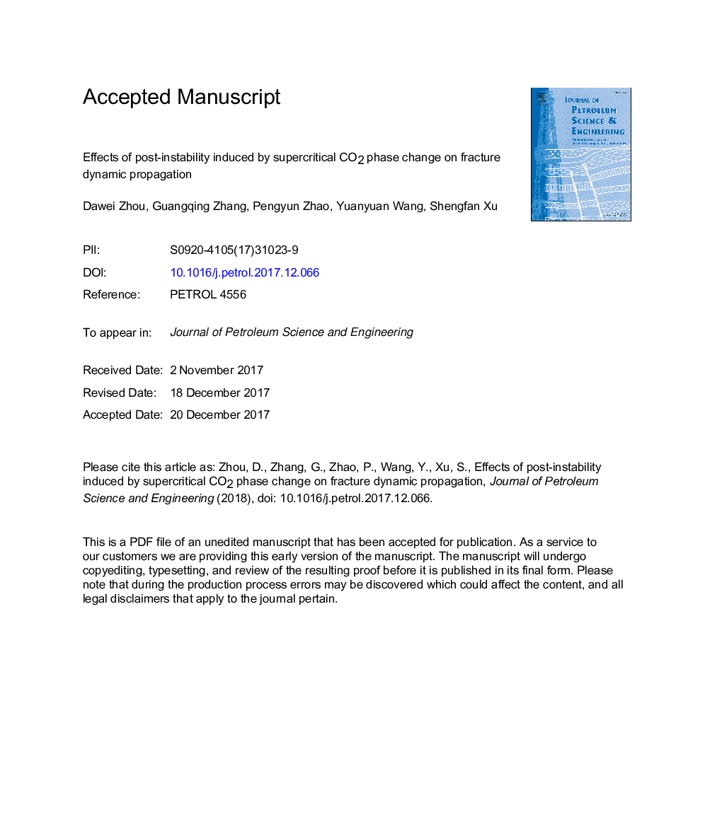 Effects of post-instability induced by supercritical CO2 phase change on fracture dynamic propagation